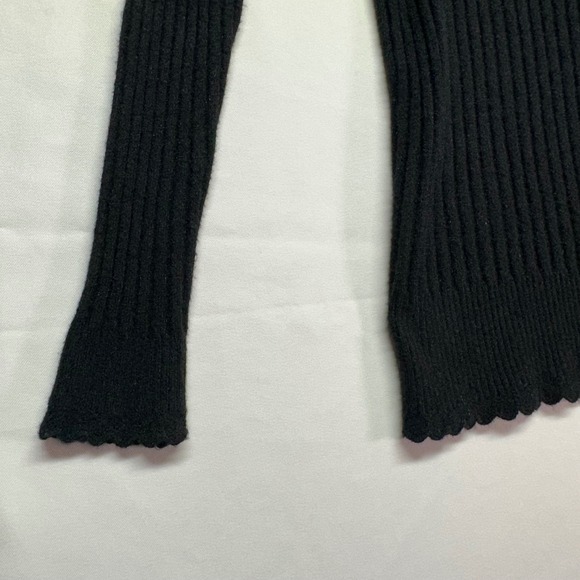 Jon & Anna Black Long Sleeve Mock Neck Ruffle Edge Ribbed Soft Sweater Women's L - Picture 4 of 8